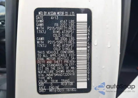 2013 Nissan Juke Sl z USA, uszkodzony, nr VIN JN8AF5MV6DT220919